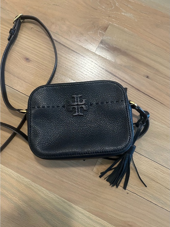 Tory Burch Handbags - Tory Burch Black Pebbled Leather Tassel Crossbody